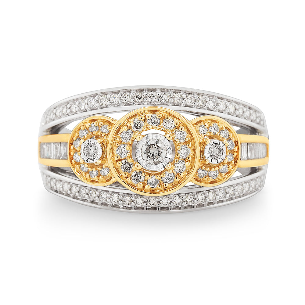 9ct Gold 2-Tone Diamond Dress Ring TDW: 0.50CT