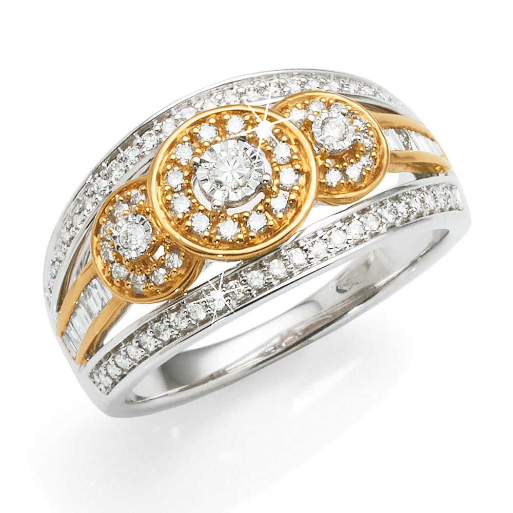 9ct Gold 2-Tone Diamond Dress Ring TDW: 0.50CT