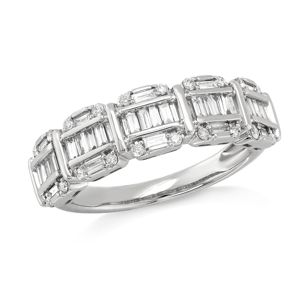 9ct White Gold Diamond Baguette Cluster Dress Ring TDW 0.53C