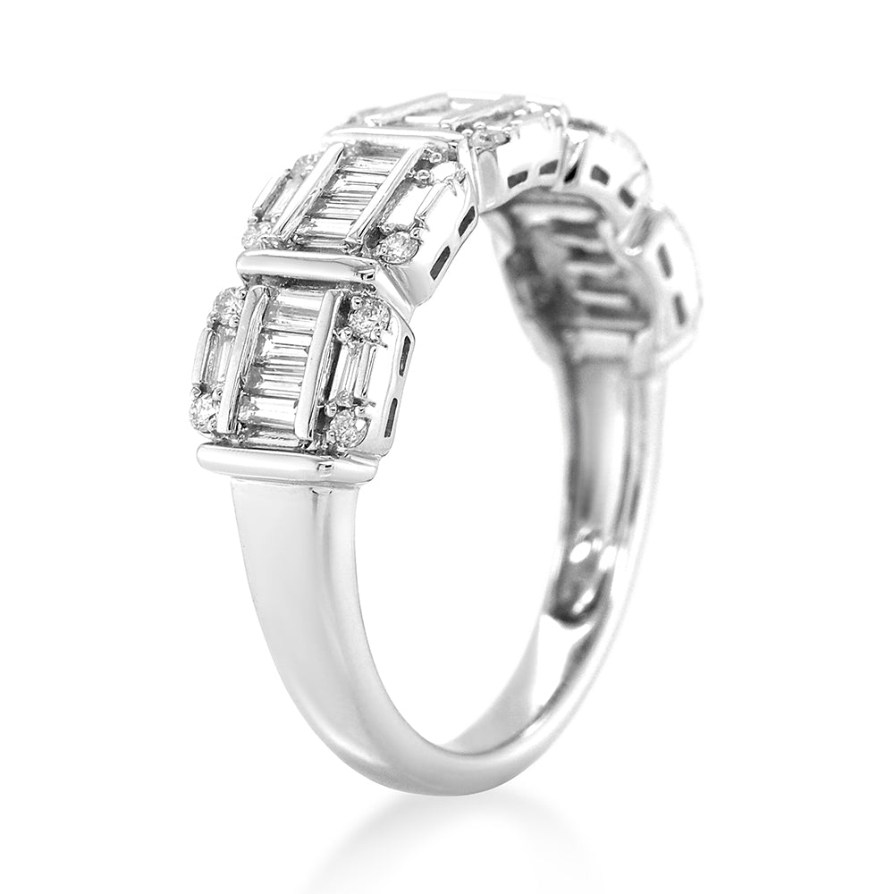 9ct White Gold Diamond Baguette Cluster Dress Ring TDW 0.53C