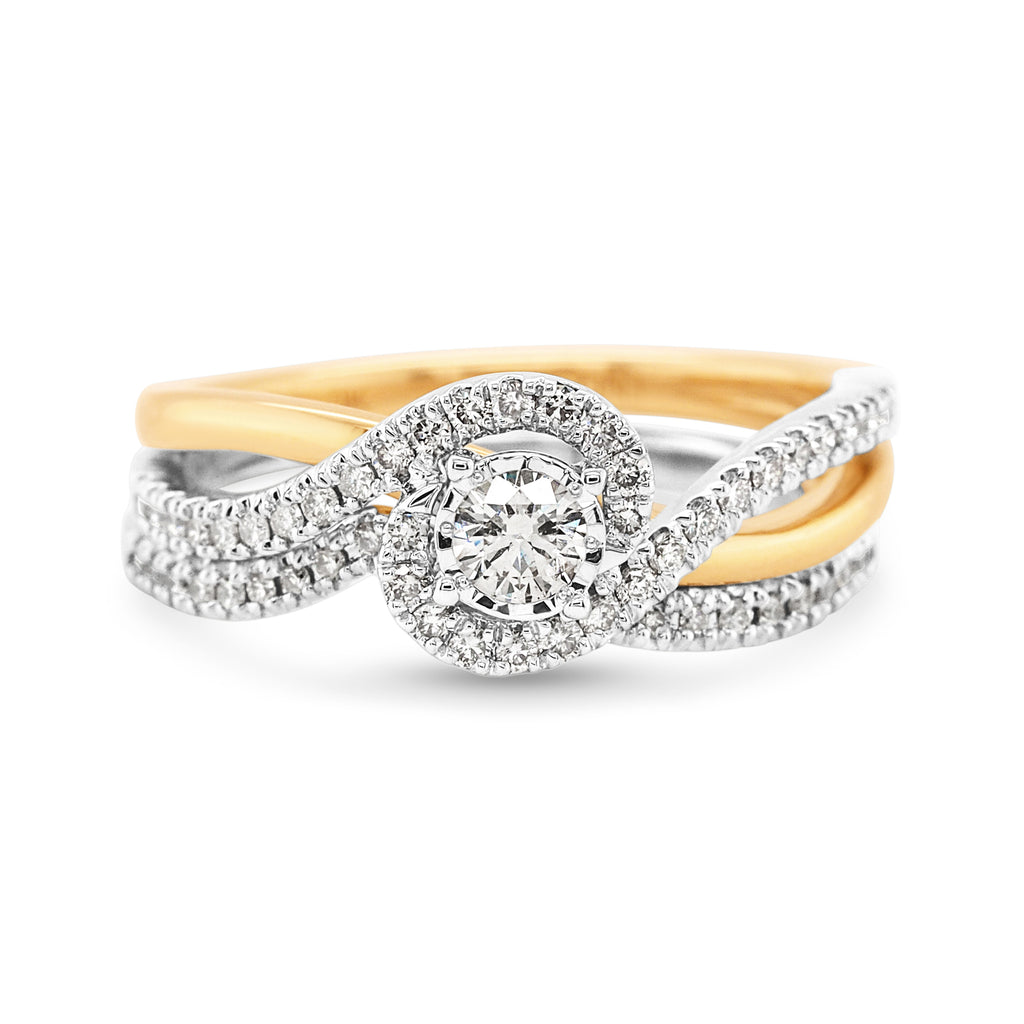 9ct Gold 2-Tone Diamond Engagement Ring & Wedder Set TDW 0.5