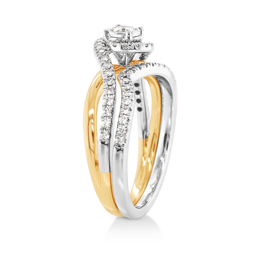 9ct Gold 2-Tone Diamond Engagement Ring & Wedder Set TDW 0.5