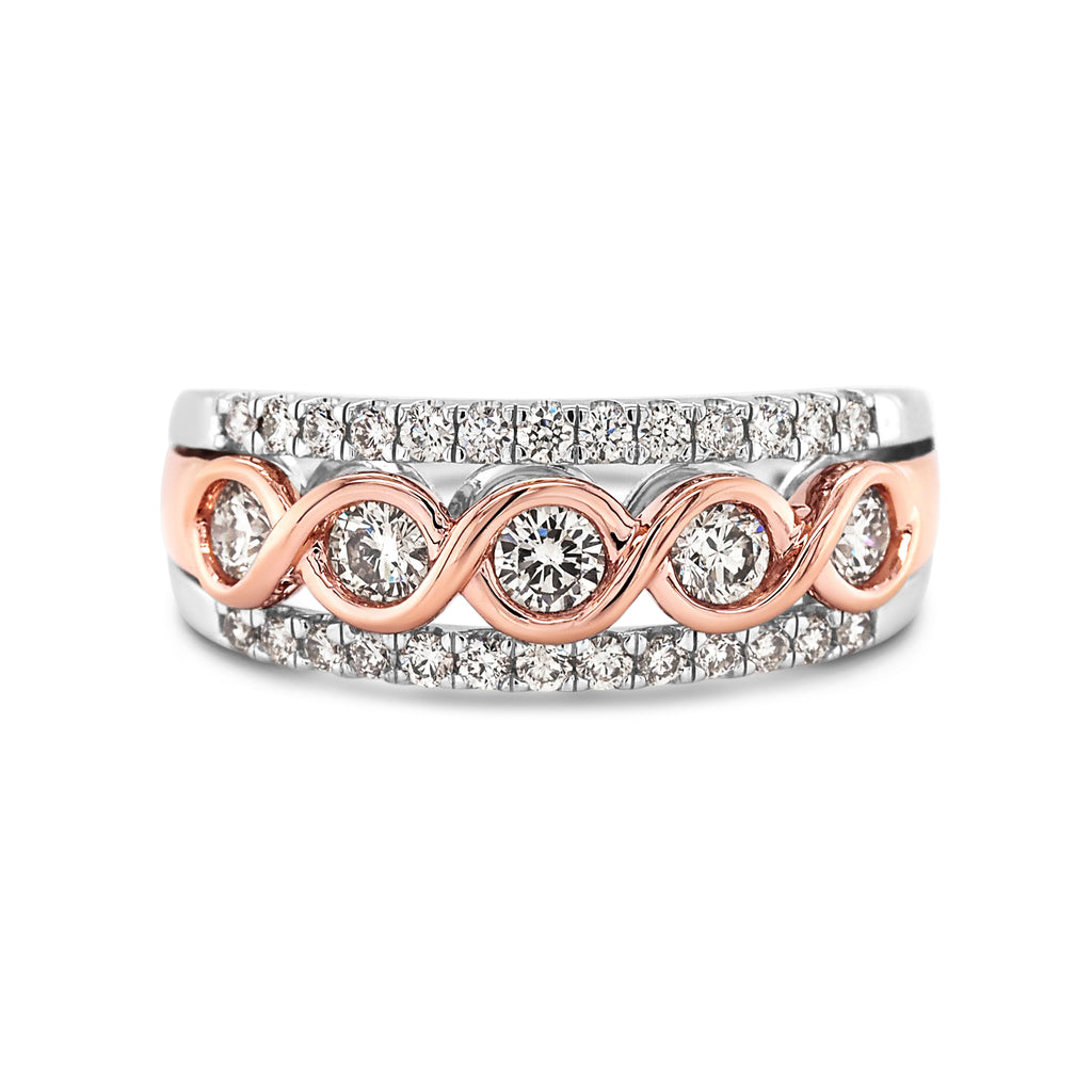 9ct White & Rose Gold Diamond Dress Ring TDW 0.75CT