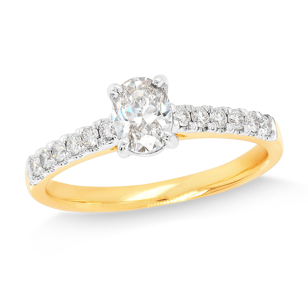 9ct Yellow Gold Oval Diamond Engagement Ring TDW 0.75CT