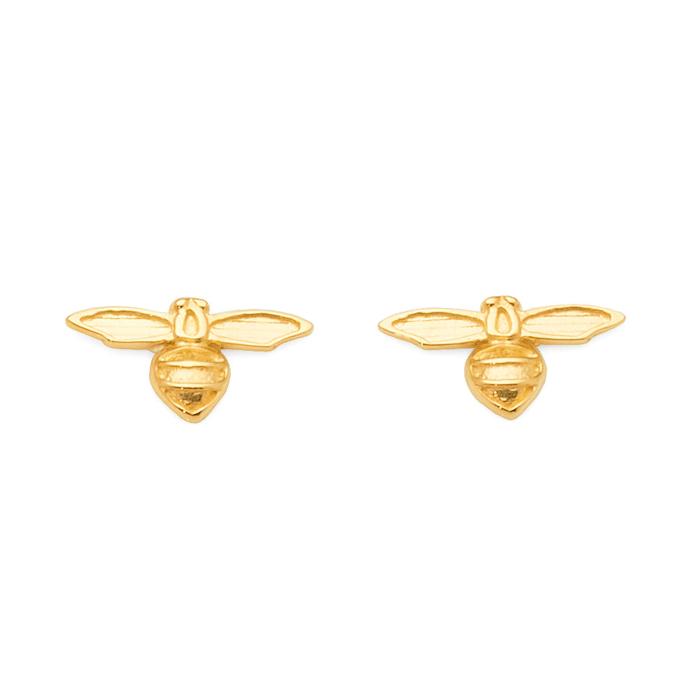 9ct Yellow Gold Bee Stud Earrings