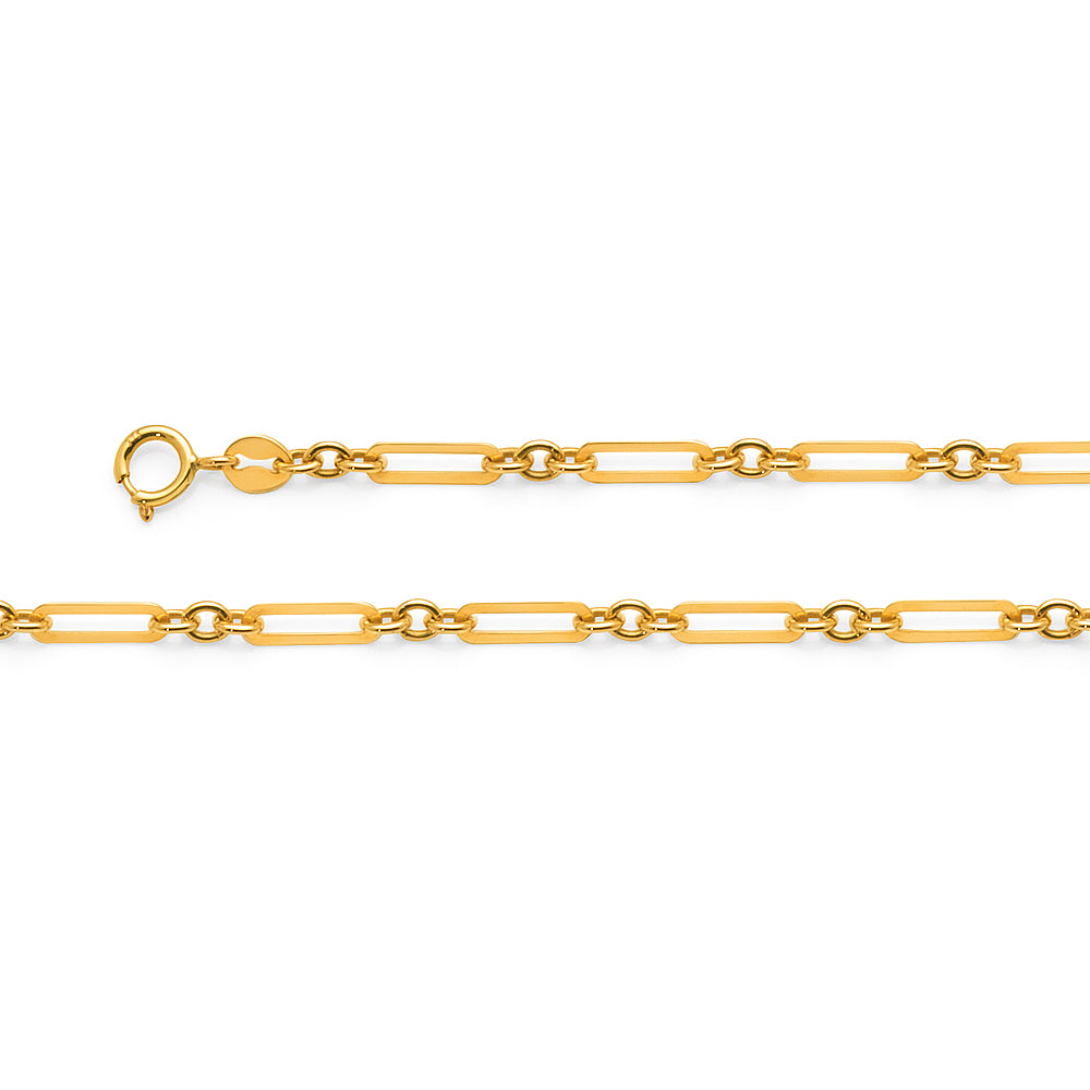 9ct Yellow Gold Solid Paperclip Link Bracelet