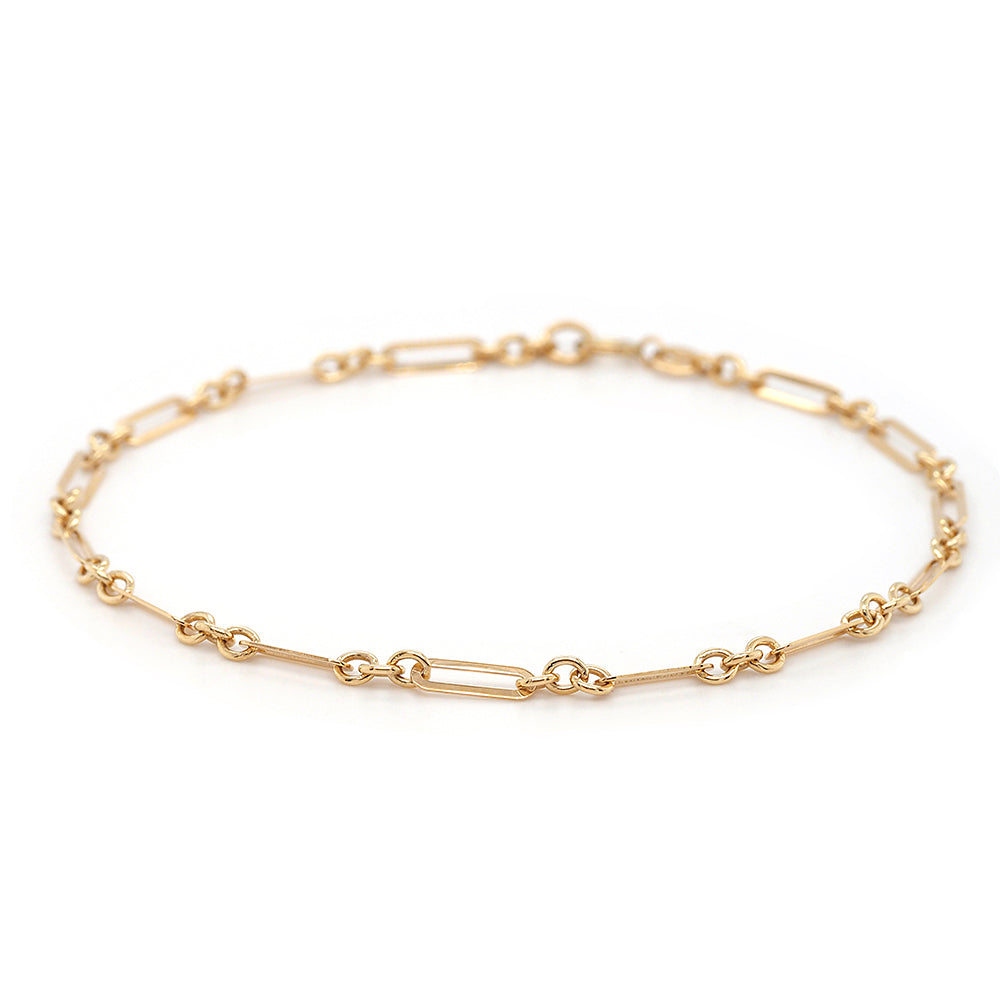 9ct Yellow Gold Solid Paperclip Link Bracelet