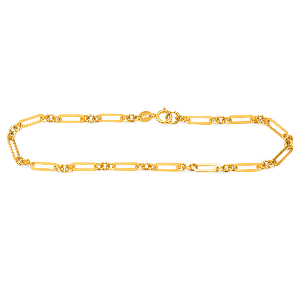 9ct Yellow Gold Solid Paperclip Link Bracelet