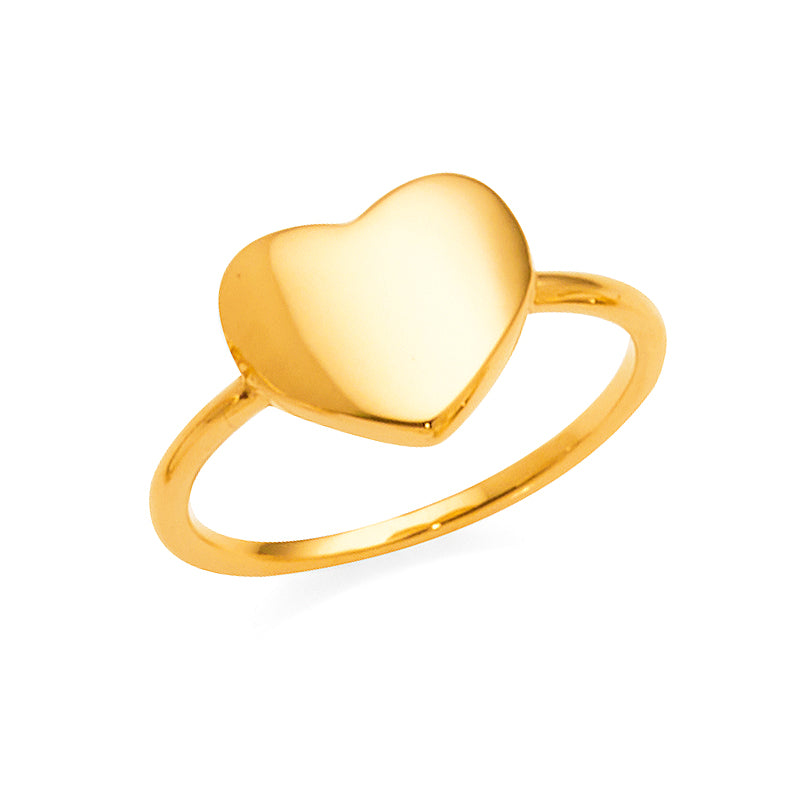 9ct Yellow Gold Plain Heart Pinky Finger Ring