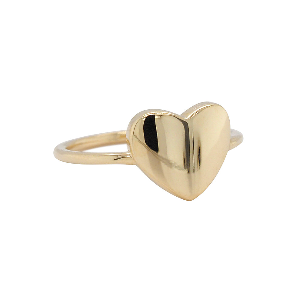 9ct Yellow Gold Plain Heart Pinky Finger Ring