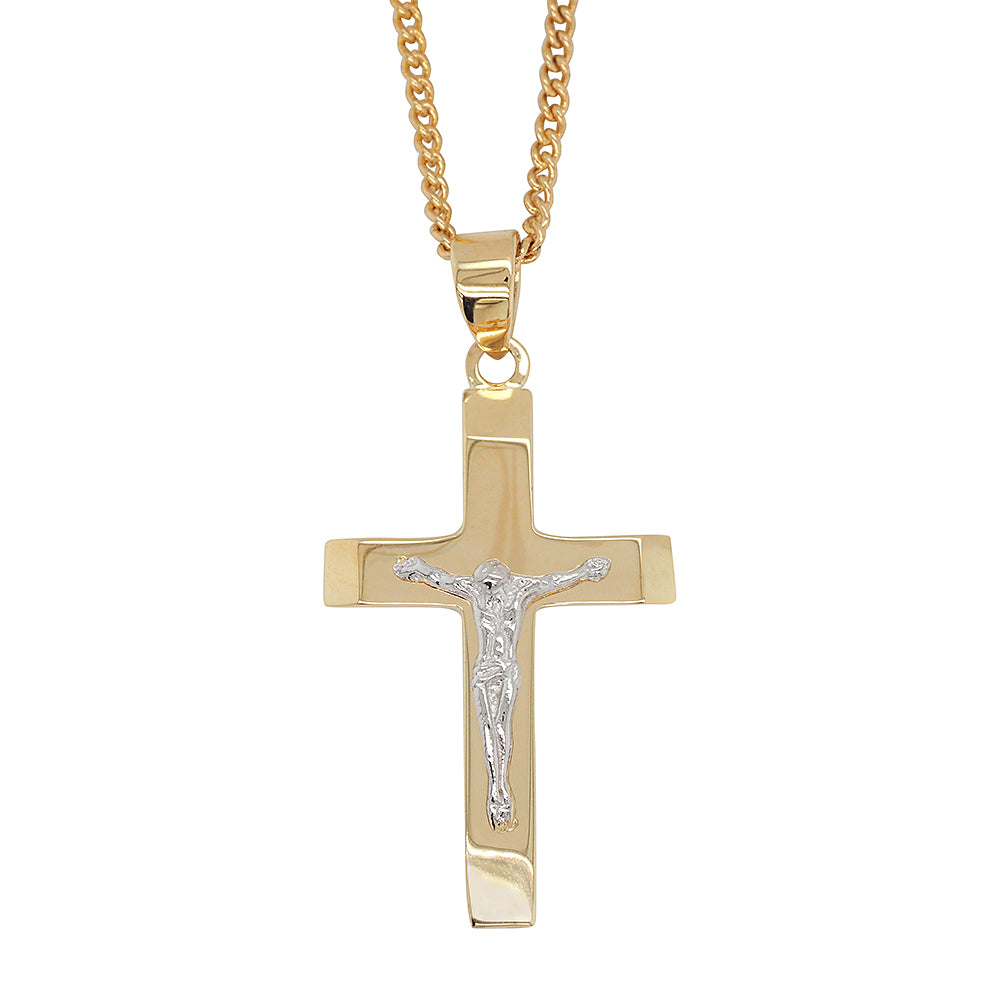9ct Gold 2-Tone Crucifix Pendant