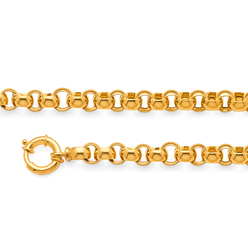 Yellow Gold Bonded Round Belcher Deluxe Bolt Ring Bracelet