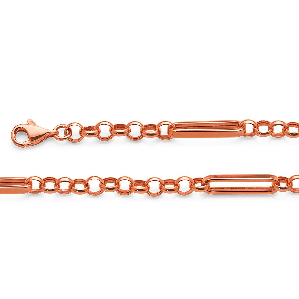 Rose Gold Bonded Paperclip & Round Belcher Link Bracelet