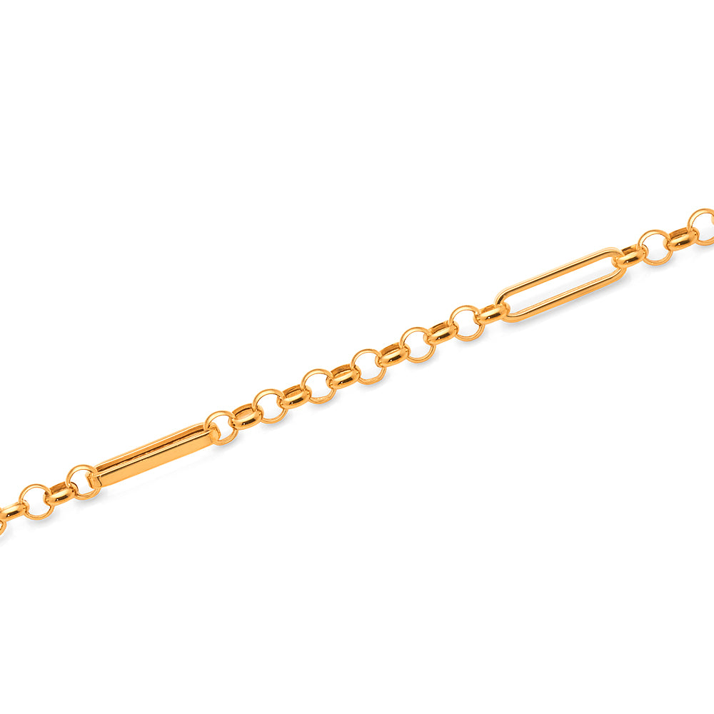 Yellow Gold Bonded Paperclip & Belcher Link Bracelet