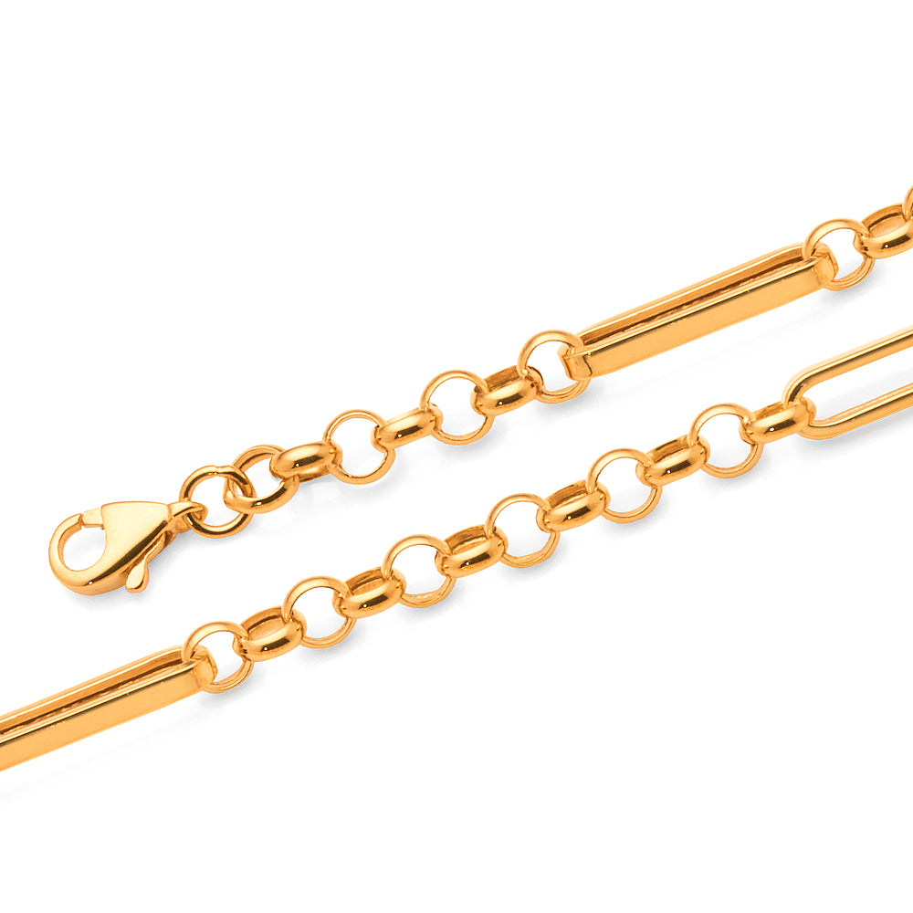 Yellow Gold Bonded Paperclip & Belcher Link Bracelet