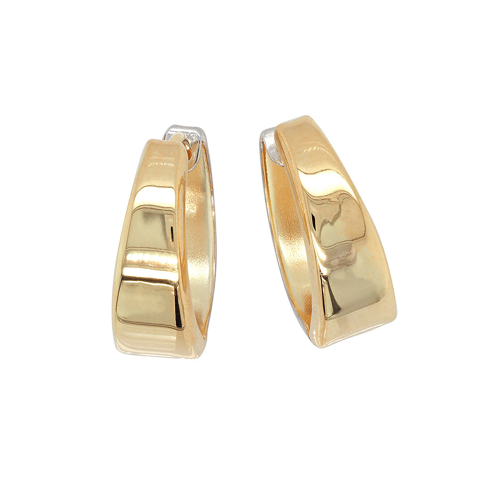 Gold Bonded 2-Tone Reversible Huggie Hoop Earrings