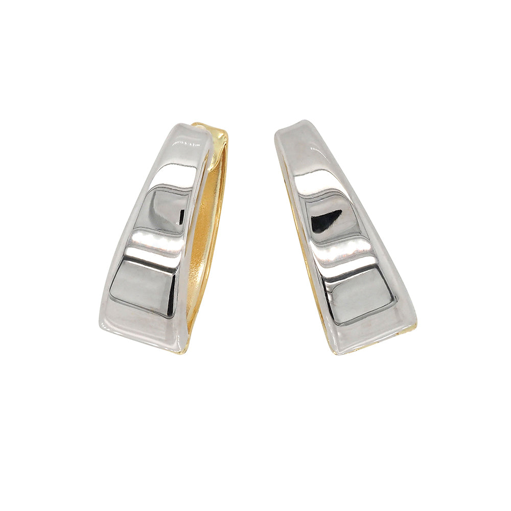 Gold Bonded 2-Tone Reversible Huggie Hoop Earrings