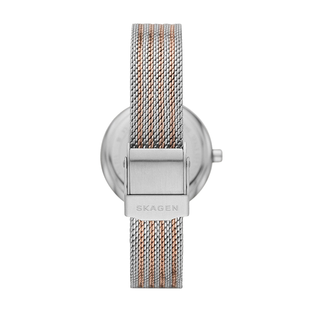 Skagen 'Amberline' 2-Tone Stainless Steel Mesh Strap Watch S