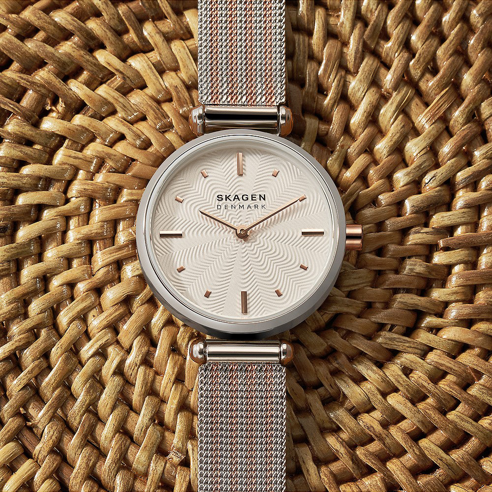 Skagen 'Amberline' 2-Tone Stainless Steel Mesh Strap Watch S