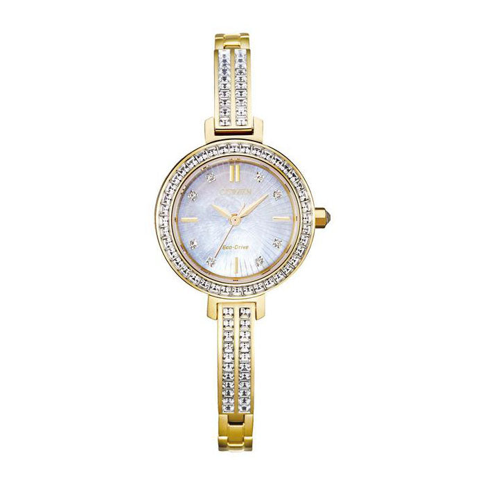 Citizen Eco-Drive 'Silhouette' Gold Tone Crystal Watch TEM08