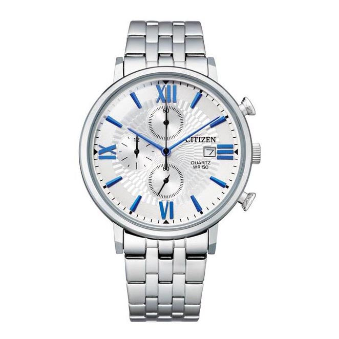 Citizen Chronograph Stainless Steel Blue Accents Watch AN361