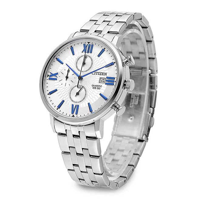 Citizen Chronograph Stainless Steel Blue Accents Watch AN361