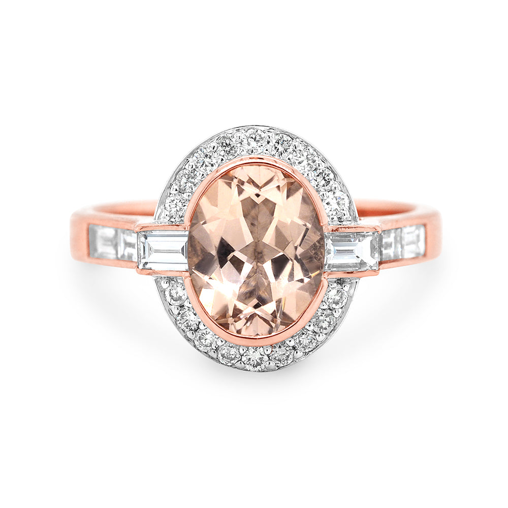 9ct Rose Gold Oval Morganite & Diamond Ring 2192-CD-9RWRMOD-