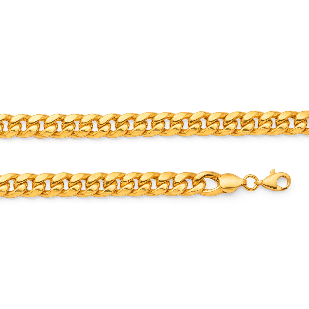 Yellow Gold Bonded Curb Link 19cm Bracelet