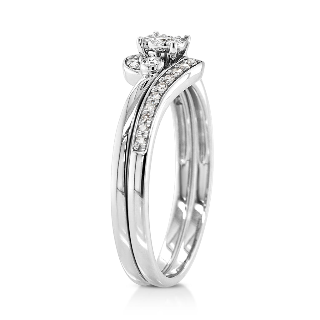 9ct White Gold Diamond Bridal Ring Set TDW 0.15CT