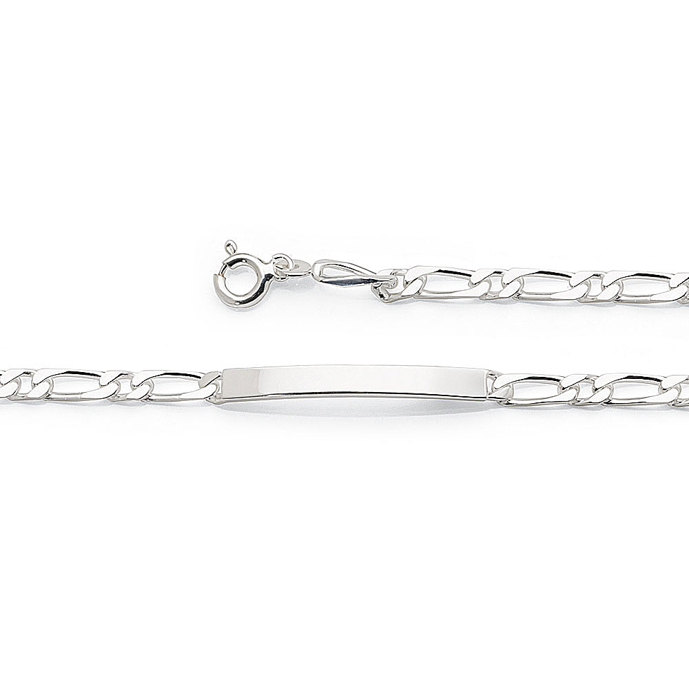 Sterling Silver ID Figaro Link 16cm Bracelet