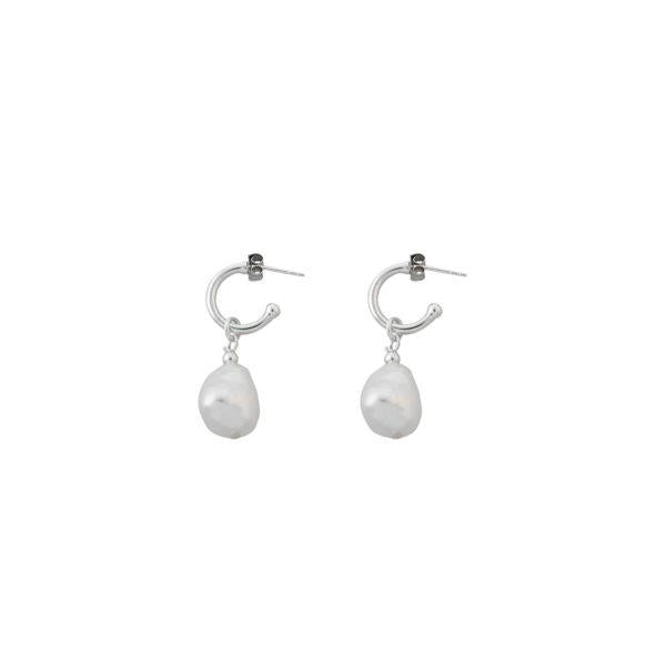 Von Treskow Sterling Silver Open Hoops With Baroque Pearl Dr