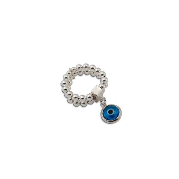 Von Treskow Double Stretchy Ring With Hanging Evil Eye Charm