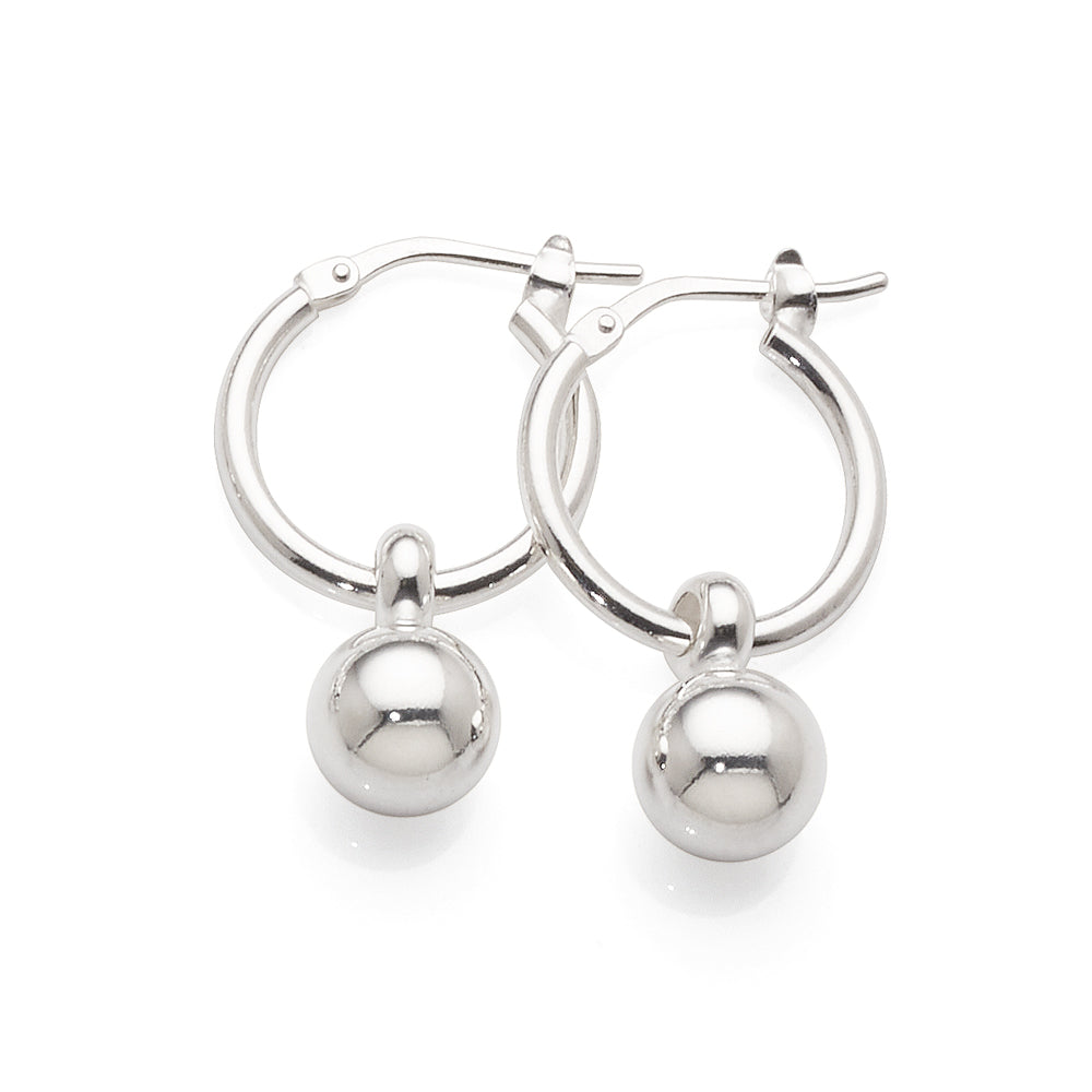 Sterling Silver 13mm Hoops With Removable Hanging Ball