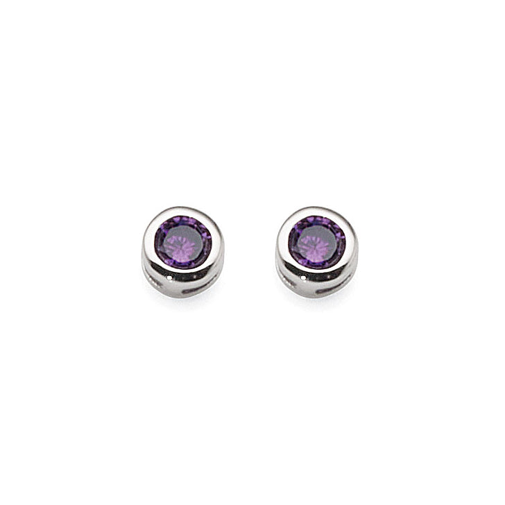 Sterling Silver 3.5mm Purple Cubic Zirconia February Birthst