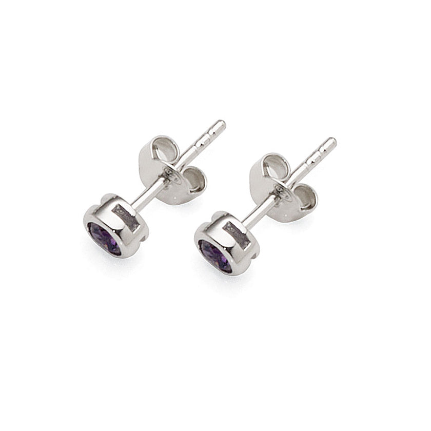 Sterling Silver 3.5mm Purple Cubic Zirconia February Birthst