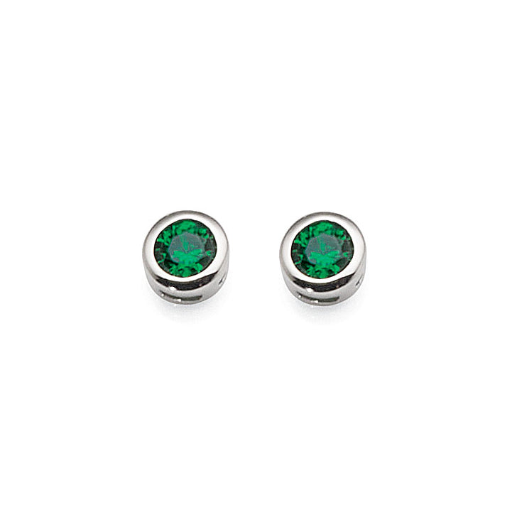 Sterling Silver Emerald Green Coloured Cubic Zirconia Stud E