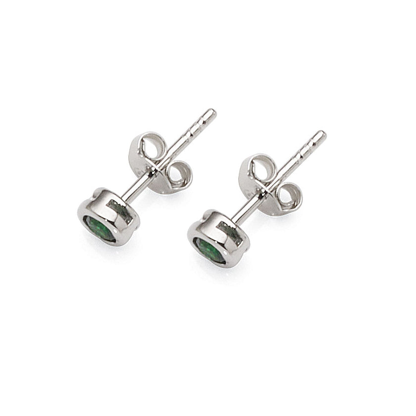 Sterling Silver Emerald Green Coloured Cubic Zirconia Stud E