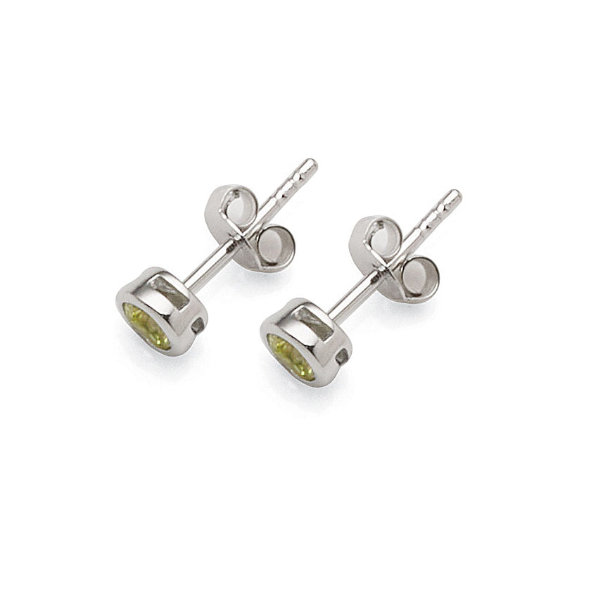 Sterling Silver Peridot Coloured Cubic Zirconia Round Stud E