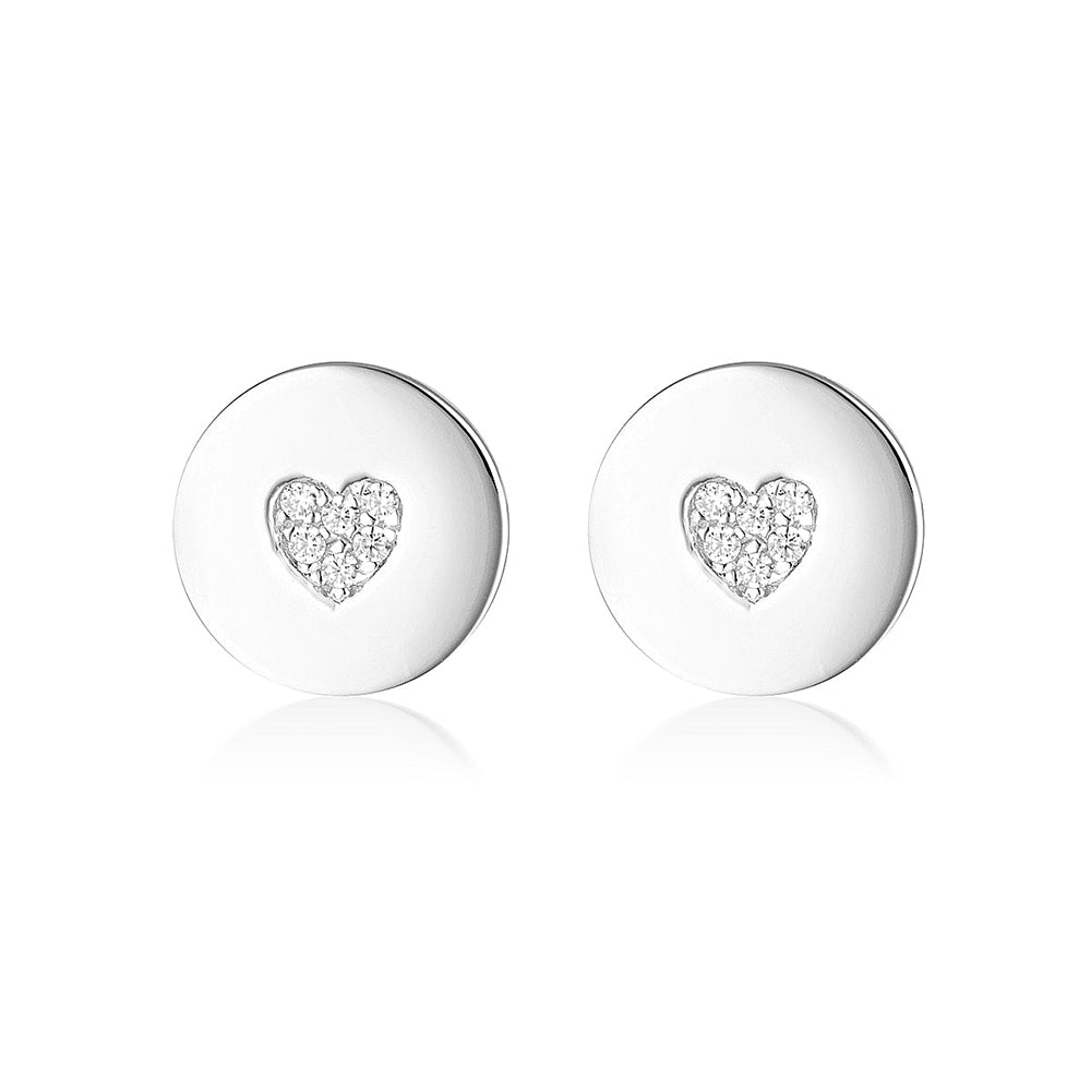 Georgini 'Rock Star' Heart Disc Silver Cubic Zirconia Studs