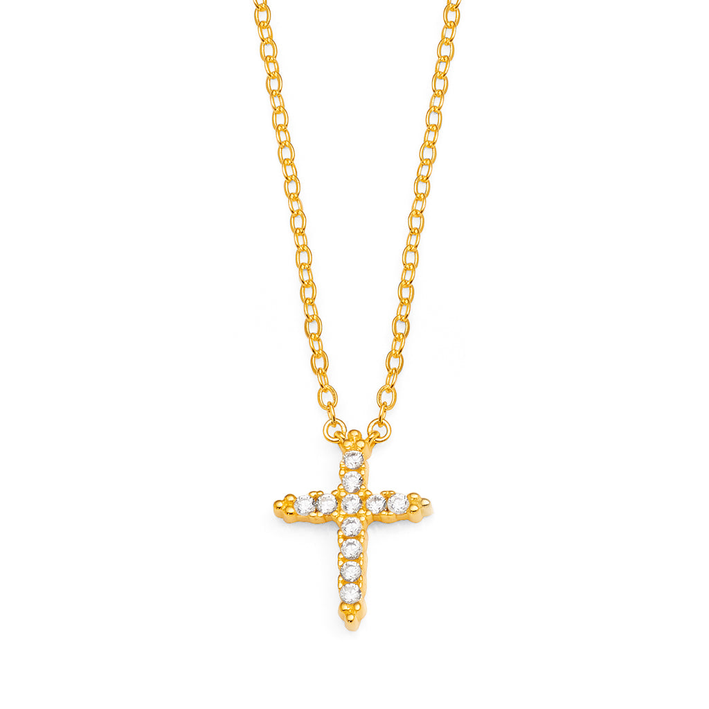 Georgini 'Rock Star' Cubic Zirconia Gold Tone Cross Necklet