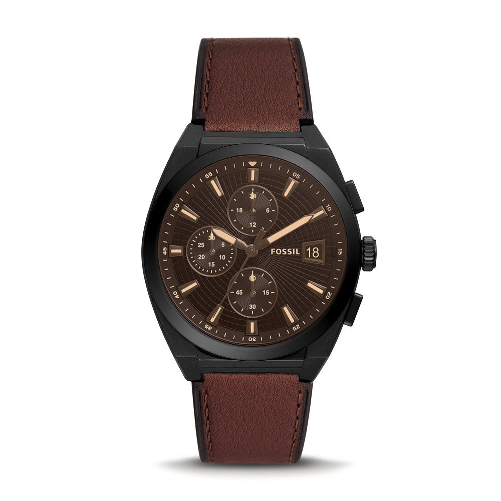 Fossil 'Everett' Chronograph Brown Leather Watch FS5798