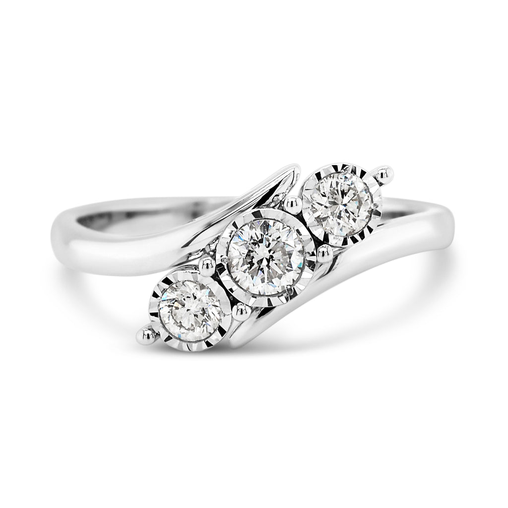 9ct White Gold Diamond Trilogy Ring TDW 0.50CT