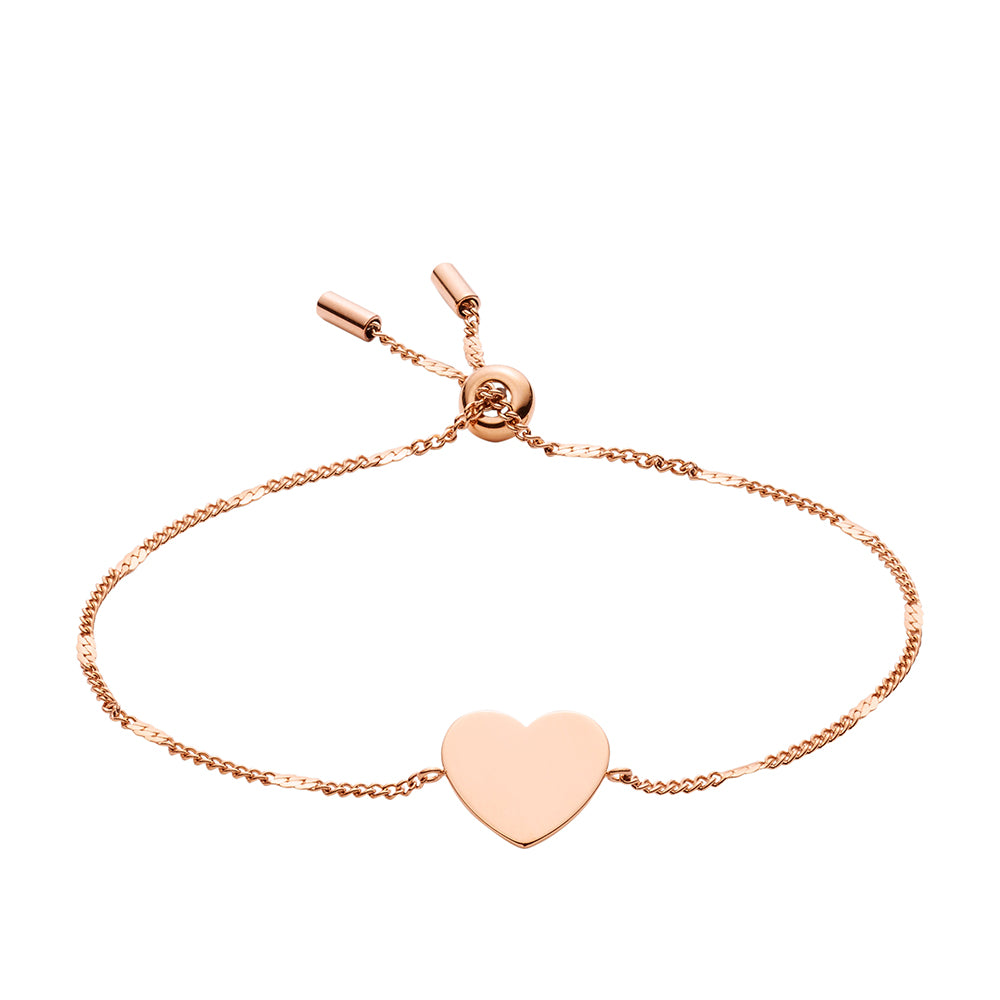 Fossil Rose Tone Heart Disc Adjustable Bracelet JF02965791