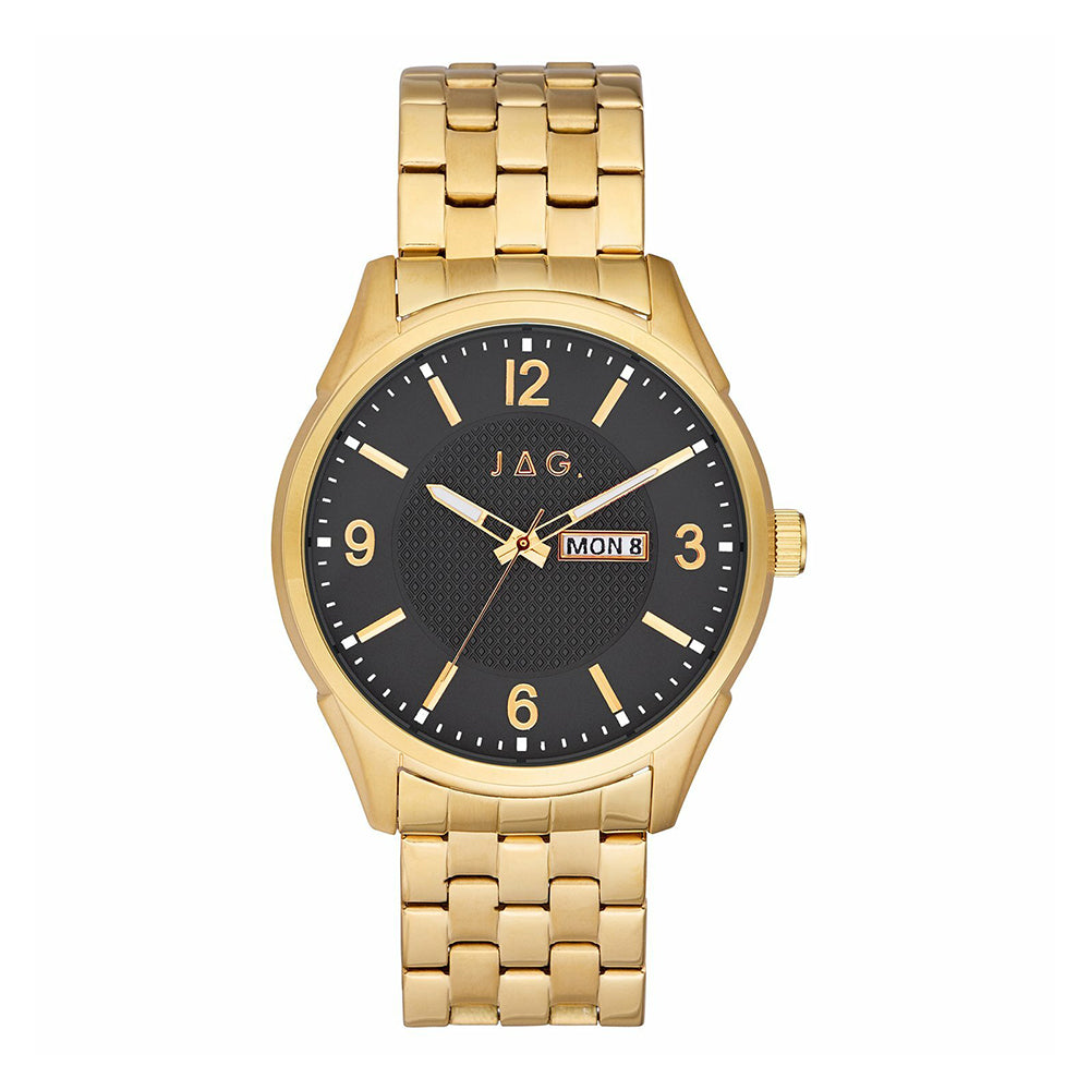 Jag 'William' Gold Tone Stainless Steel Black Dial Watch J24