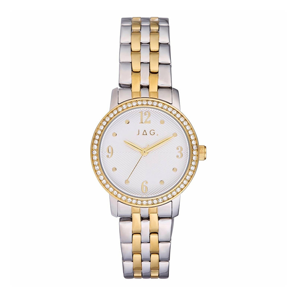 Jag 'Stephanie' Crystal Bezel 2-Tone Gold Stainless Steel Wa