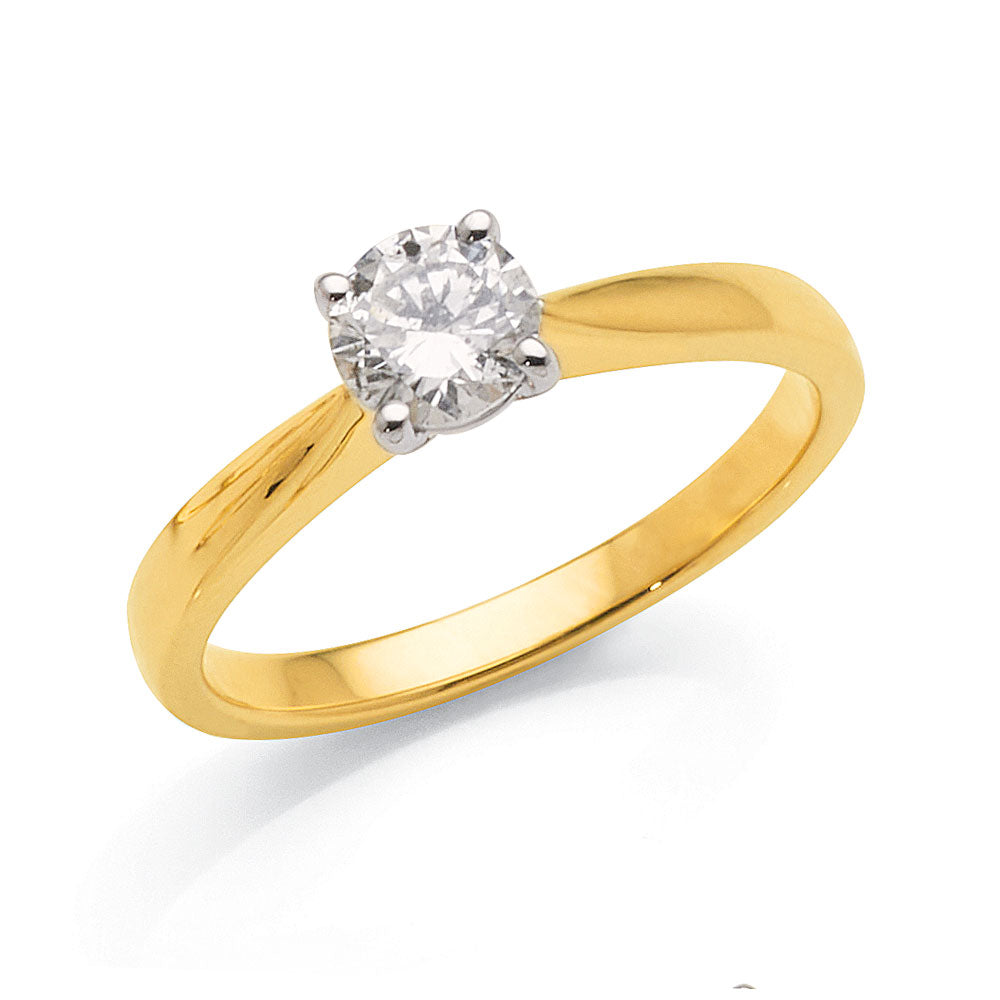 9ct Gold 0.50CT Solitaire Diamond 4-Claw Engagement Ring