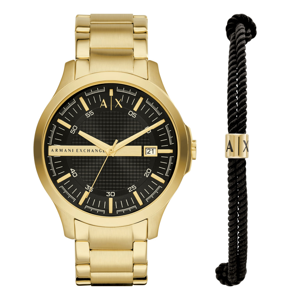 Armani Exchange 'Hampton' Gold Bracelet Watch & Bracelet Set