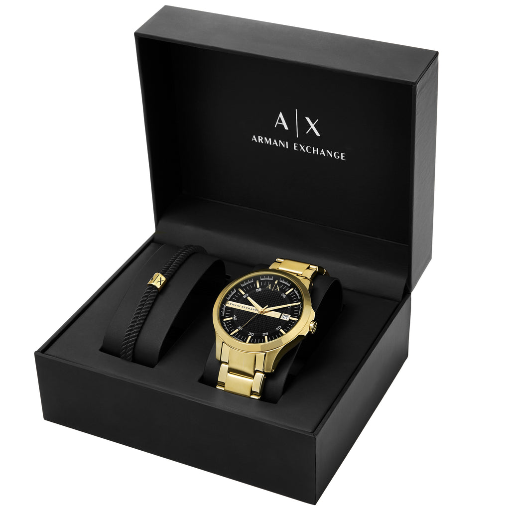 Armani Exchange 'Hampton' Gold Bracelet Watch & Bracelet Set