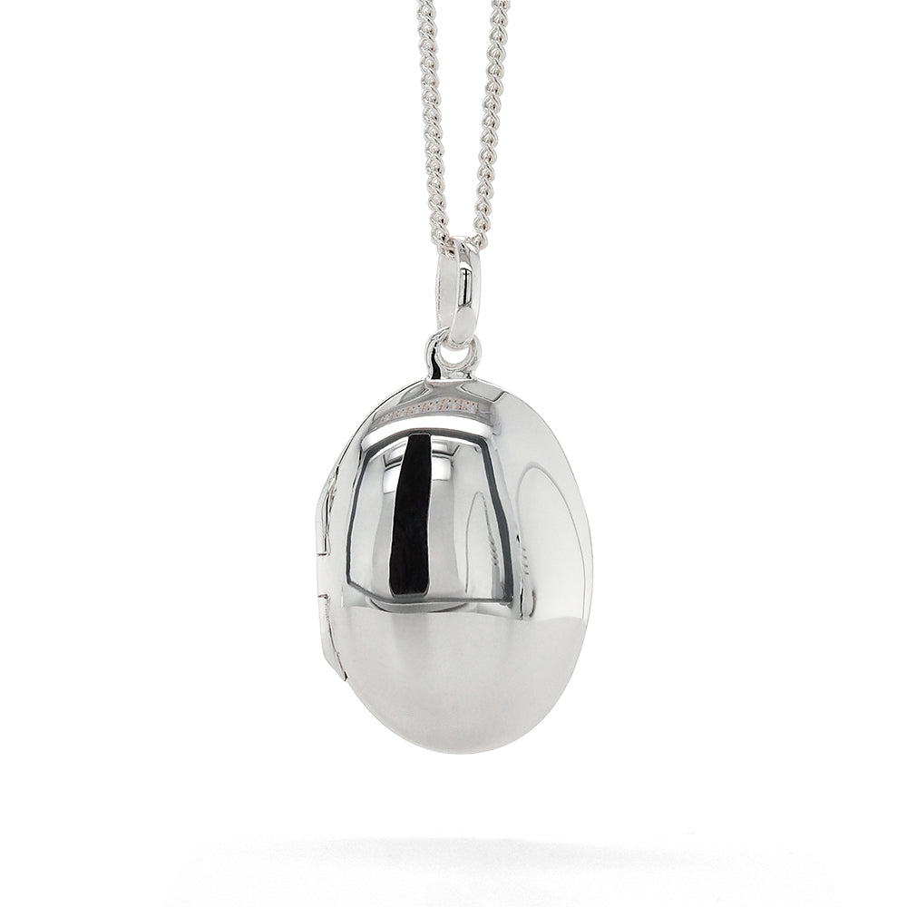 Sterling Silver 23x17mm Plain Oval Photo Locket