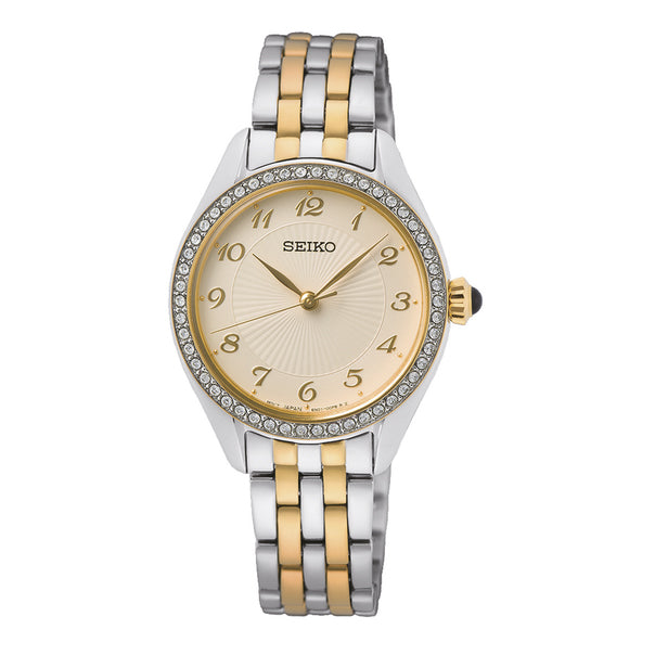 Seiko 'Caprice' 2-Tone Crystal Set Bezel Watch SUR480P